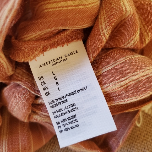 AMERICAN EAGLE Pink Striped Wrap Button Tie Mini Skirt sz L - Picture 7 of 7